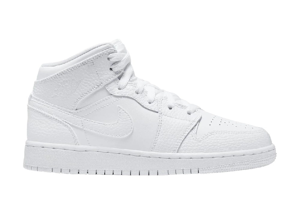 Nike Air Jordan 1 Mid Triple White (GS)