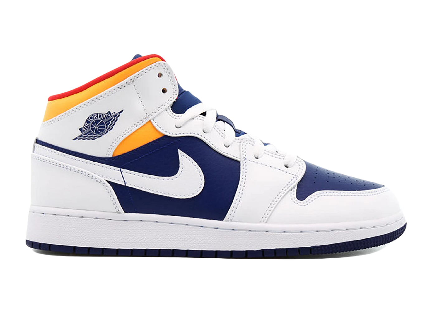 Nike Air Jordan 1 Mid White Laser Orange Deep Royal Blue (GS)