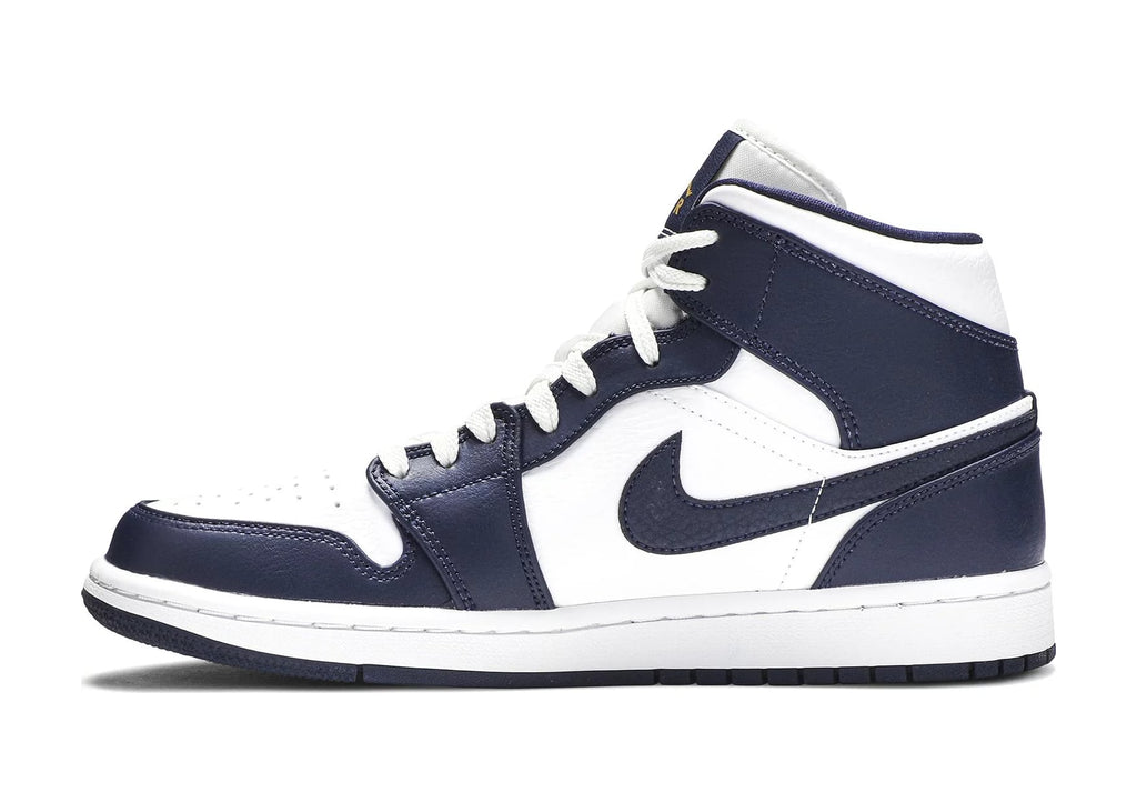 Nike Air Jordan 1 Mid White Metallic Gold Obsidian