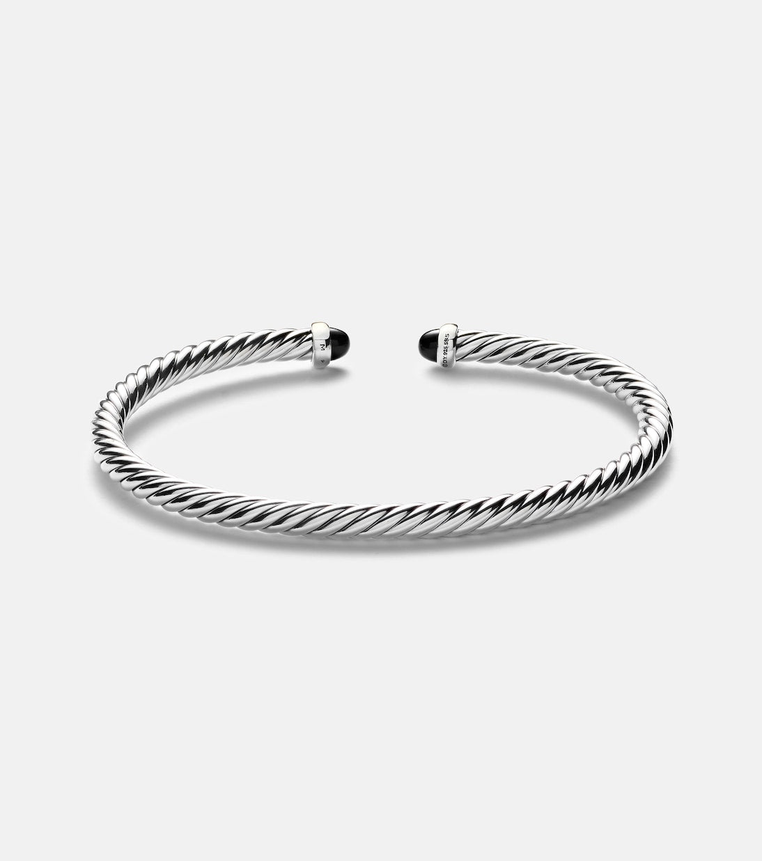 David Yurman Cable Flex® sterling silver and 14kt gold cuff bracelet with onyxes in silver