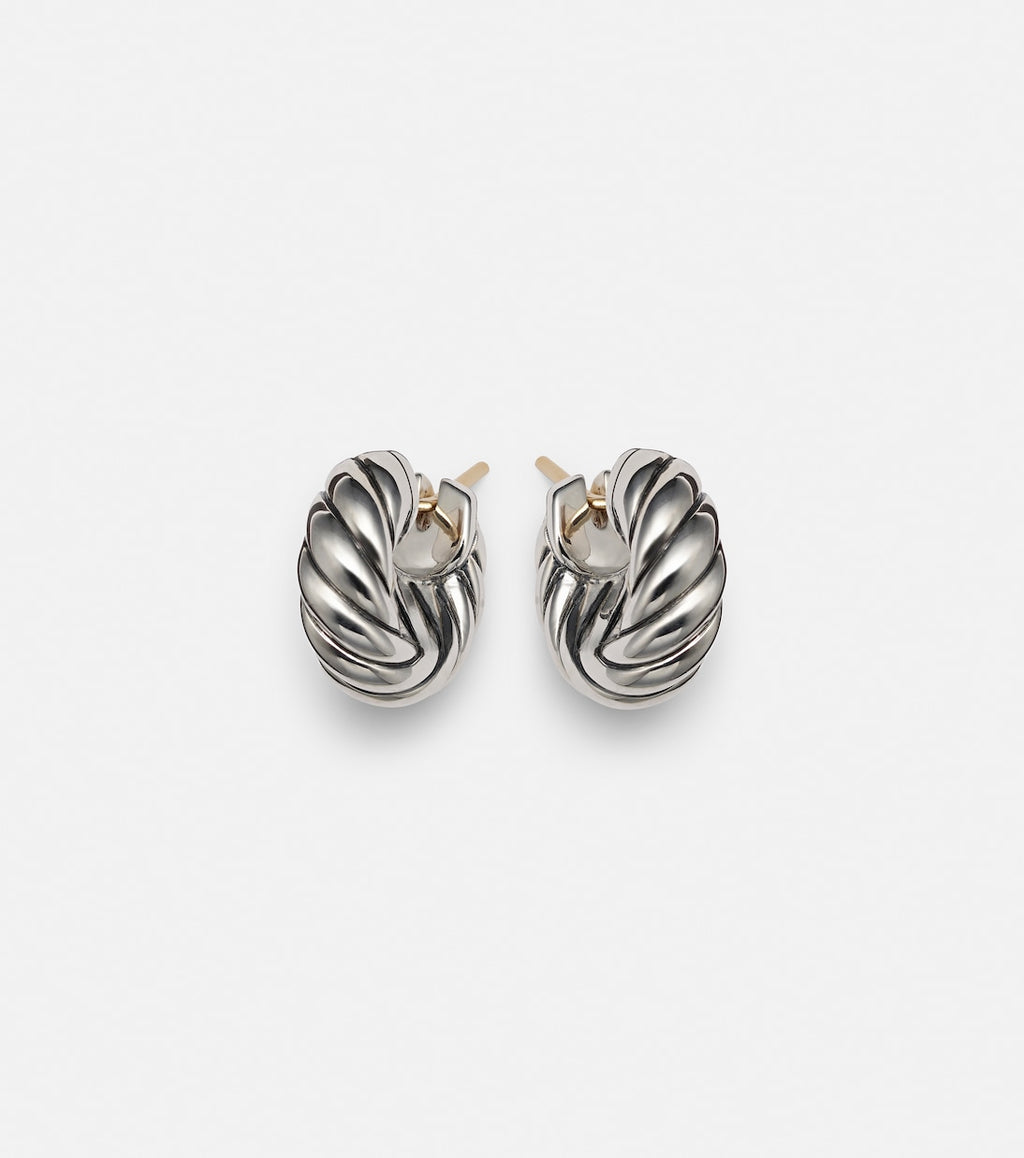David Yurman Sculpted Cable Sterling Silver Hoop Earrings in Silver