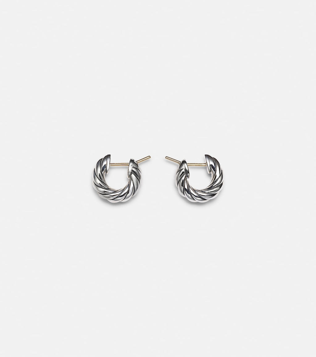 David Yurman Sculpted Cable Sterling Silver Hoop Earrings in Silver
