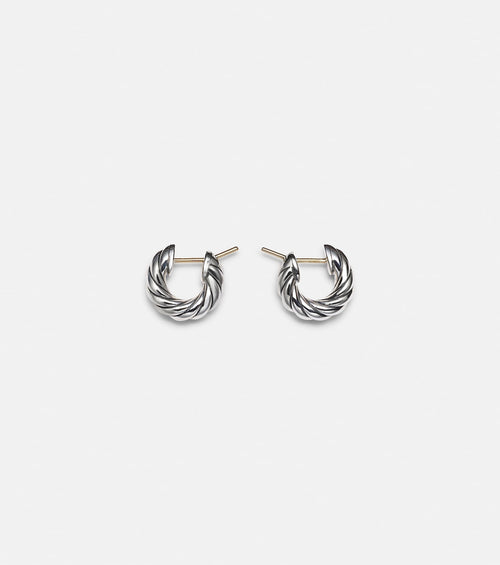 David Yurman Sculpted Cable Sterling Silver Hoop Earrings in Silver