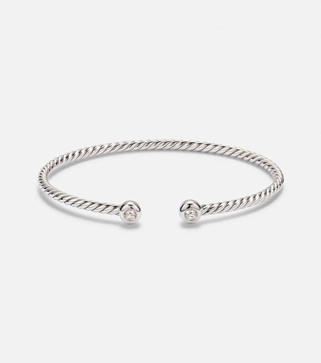 David Yurman Cable Flex® Micro 925 Sterling Silver Bracelet with Diamonds in Silver