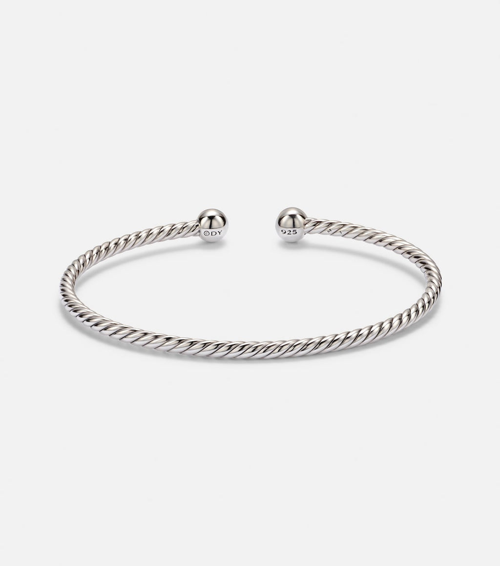 David Yurman Cable Flex® Micro 925 Sterling Silver Bracelet with Diamonds in Silver
