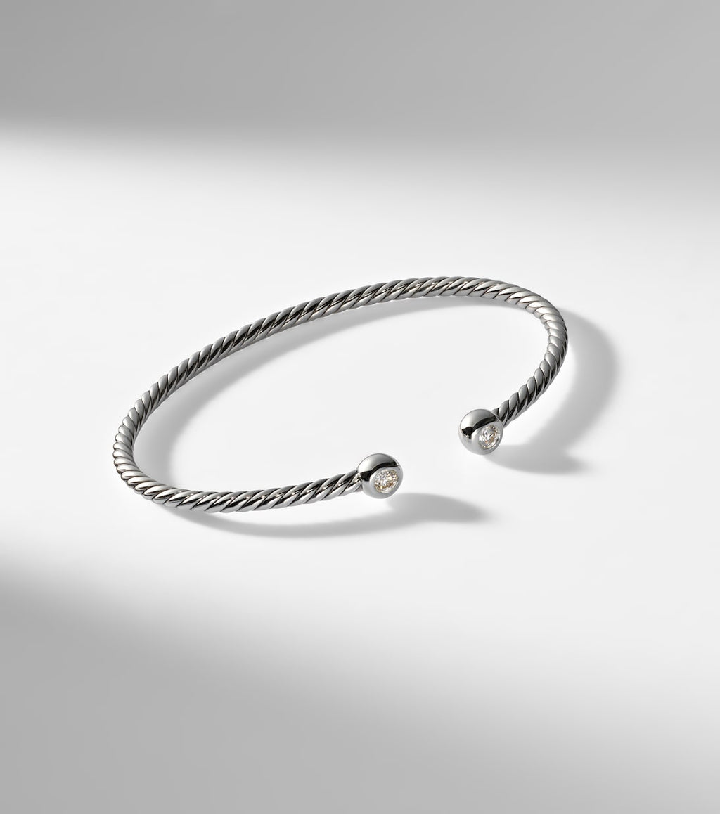 David Yurman Cable Flex® Micro 925 Sterling Silver Bracelet with Diamonds in Silver
