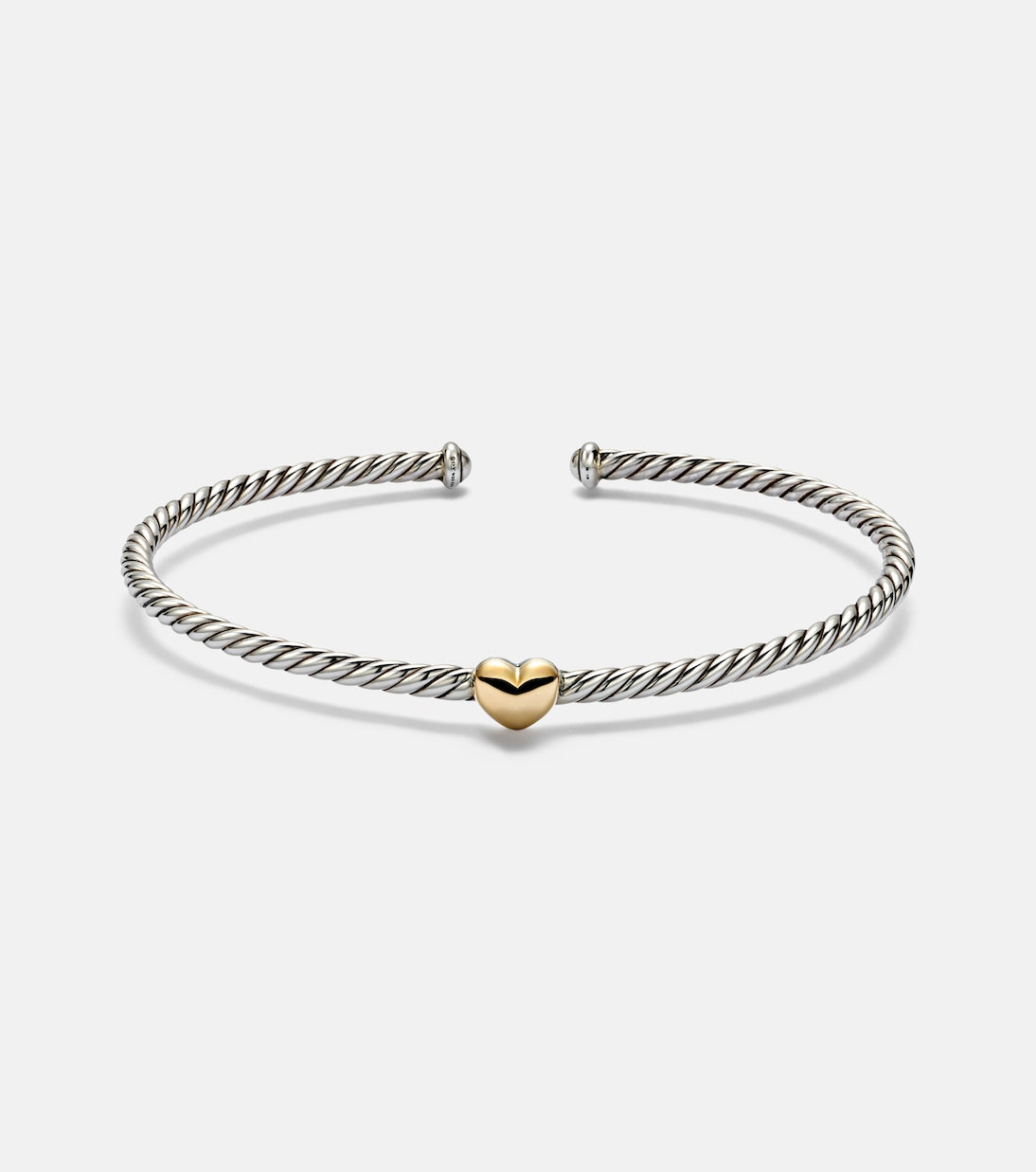 David Yurman Micro Cable Flex® Heart Station 14kt gold and 925 sterling silver bracelet in silver