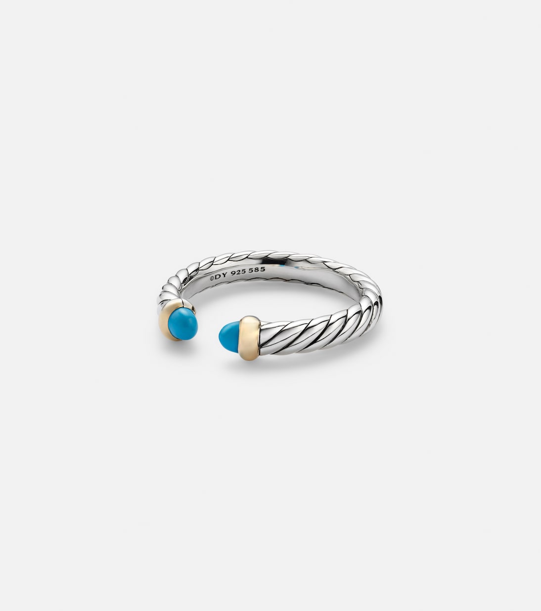 David Yurman Petite Cable Sterling Silver Ring with Turquoises in Silver