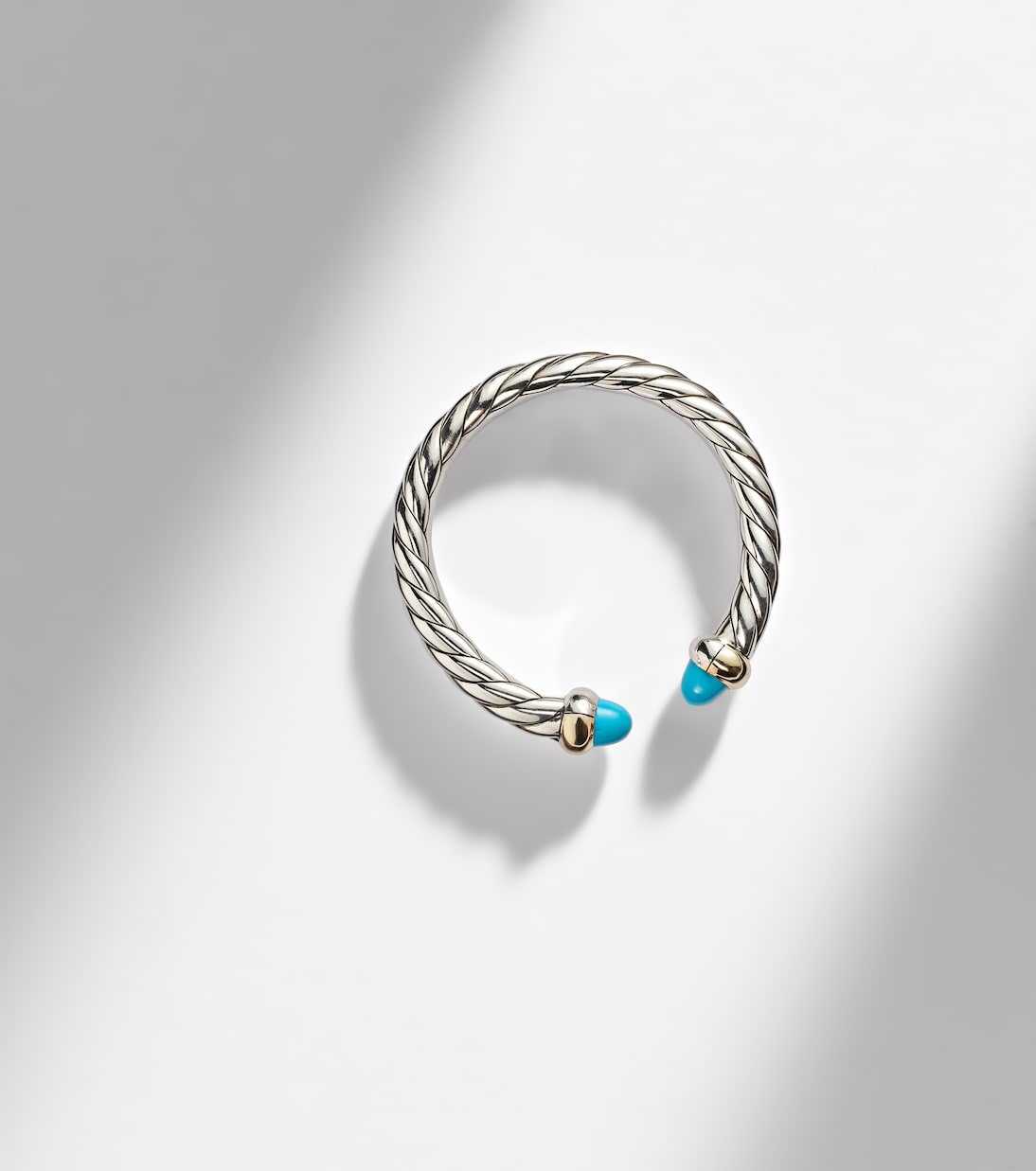 David Yurman Petite Cable Sterling Silver Ring with Turquoises in Silver