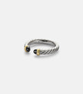 David Yurman Petite Cable Sterling Silver Ring with Onyx in Silver