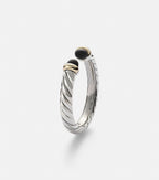 David Yurman Petite Cable Sterling Silver Ring with Onyx in Silver