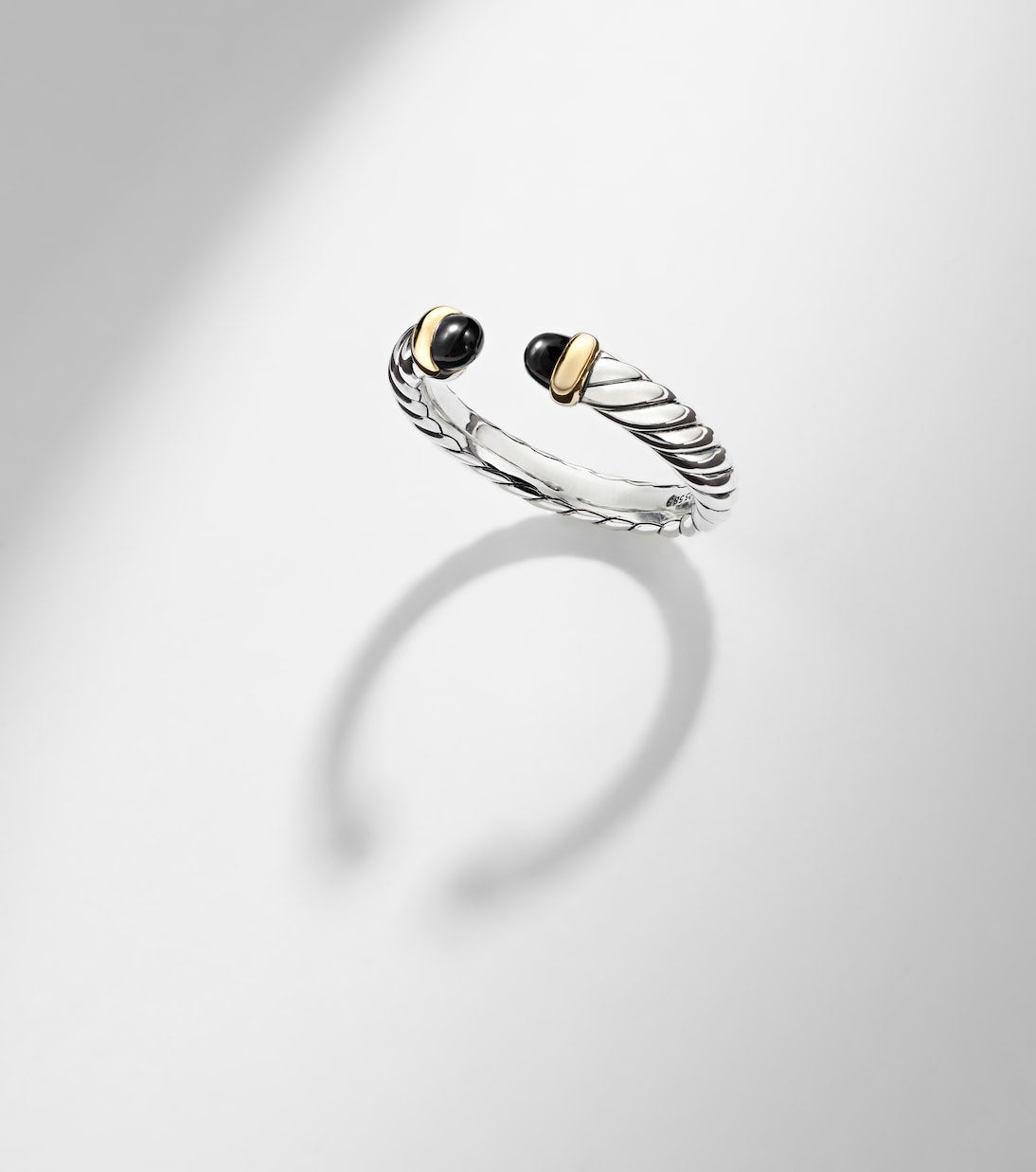David Yurman Cable Collectibles® Petite Cable sterling silver ring with onyx in silver