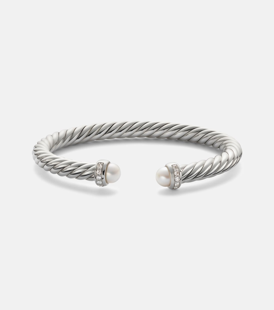 David Yurman Cable Flex® sterling silver bracelet with diamonds and pearls in silver