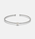 David Yurman Cable Flex® Heart Micro Sterling Silver Cuff Bracelet with Diamonds in Silver