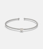 David Yurman Cable Flex® Heart Micro Sterling Silver Cuff Bracelet with Diamonds in Silver