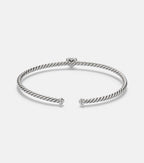David Yurman Cable Flex® Heart Micro Sterling Silver Cuff Bracelet with Diamonds in Silver