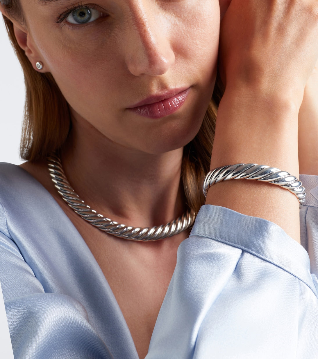 David Yurman Sculpted Cable Flex sterling silver cuff bracelet in silver