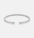 David Yurman Micro Cable Flex® Sterling Silver and 14kt Gold Cuff Bracelet with Topaz in Silver