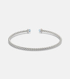 David Yurman Micro Cable Flex® Sterling Silver and 14kt Gold Cuff Bracelet with Topaz in Silver