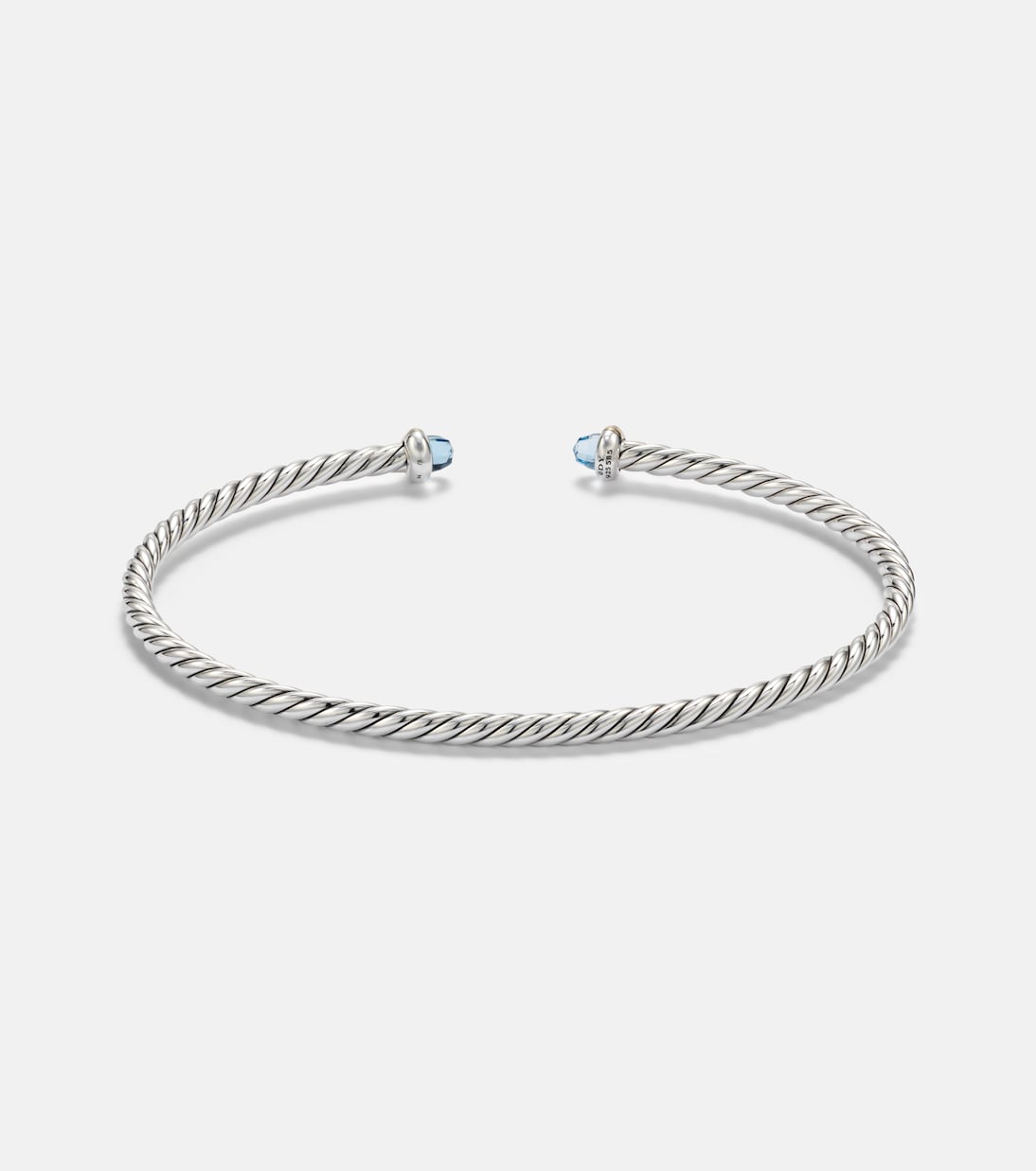 David Yurman Micro Cable Flex® Sterling Silver and 14kt Gold Cuff Bracelet with Topaz in Silver