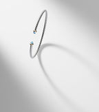 David Yurman Micro Cable Flex® Sterling Silver and 14kt Gold Cuff Bracelet with Topaz in Silver