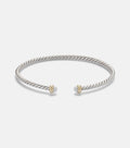 David Yurman Micro Cable Flex® Sterling Silver and 14kt Gold Cuff Bracelet with Pearls in Silver