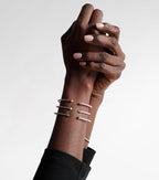 David Yurman Micro Cable Flex® Sterling Silver and 14kt Gold Cuff Bracelet with Pearls in Silver