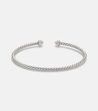 David Yurman Micro Cable Flex® Sterling Silver and 14kt Gold Cuff Bracelet with Pearls in Silver