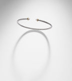 David Yurman Micro Cable Flex® Sterling Silver and 14kt Gold Cuff Bracelet with Pearls in Silver