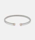 David Yurman Micro Cable Flex® sterling silver and 14kt gold cuff bracelet with diamonds in silver