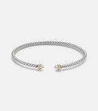David Yurman Micro Cable Flex® sterling silver and 14kt gold cuff bracelet with diamonds in silver