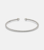 David Yurman Micro Cable Flex® sterling silver and 14kt gold cuff bracelet with diamonds in silver