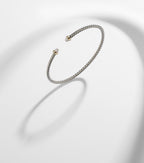 David Yurman Micro Cable Flex® sterling silver and 14kt gold cuff bracelet with diamonds in silver