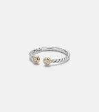 David Yurman Cable Open Sterling Silver and 14kt Gold Ring with Diamonds in Silver