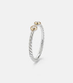 David Yurman Cable Open Sterling Silver and 14kt Gold Ring with Diamonds in Silver