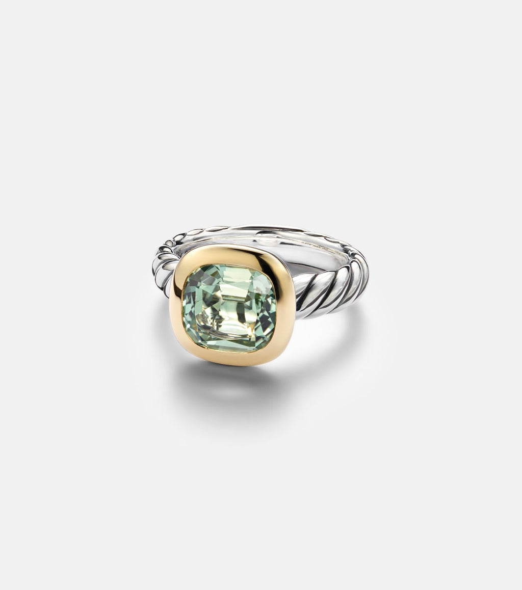 David Yurman Mercer® Sterling Silver and 18kt Gold Ring with Prasiolite in Silver