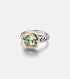 David Yurman Mercer® Sterling Silver and 18kt Gold Ring with Prasiolite in Silver