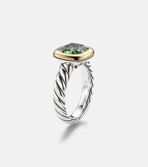 David Yurman Mercer® Sterling Silver and 18kt Gold Ring with Prasiolite in Silver
