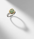 David Yurman Mercer® Sterling Silver and 18kt Gold Ring with Prasiolite in Silver