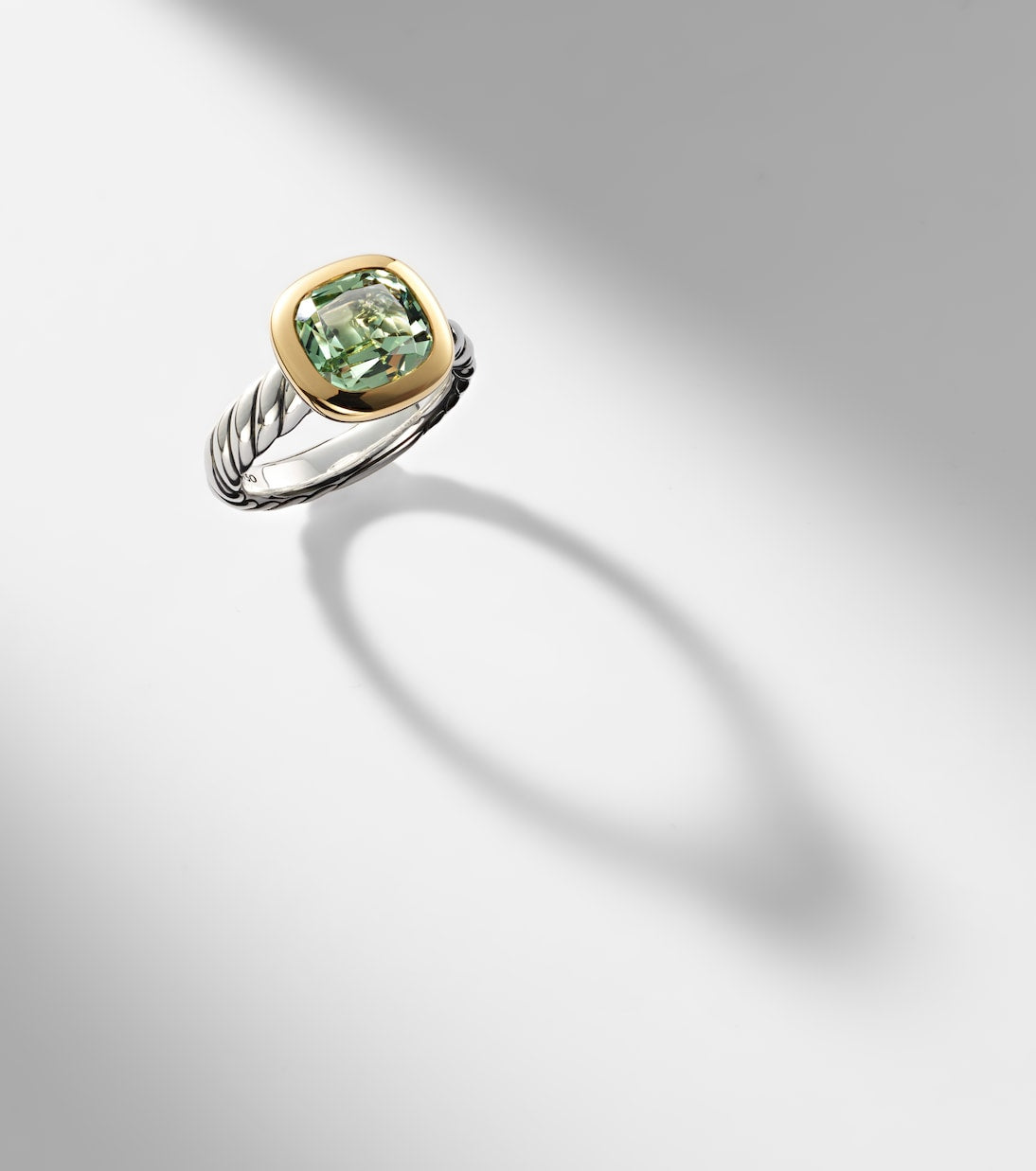 David Yurman Mercer® Sterling Silver and 18kt Gold Ring with Prasiolite in Silver