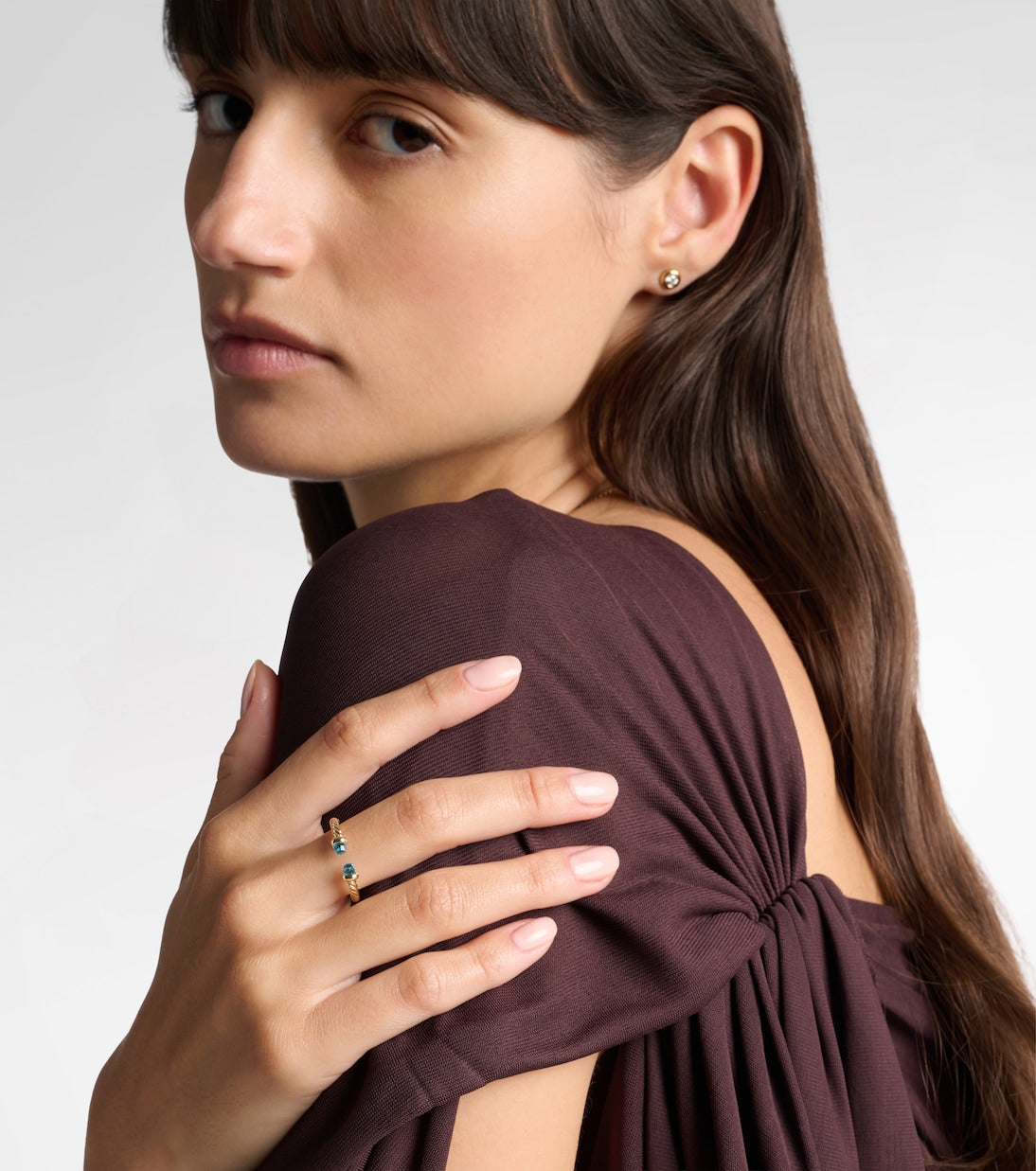 David Yurman Cablespira® Micro 18kt gold ring with topaz in gold