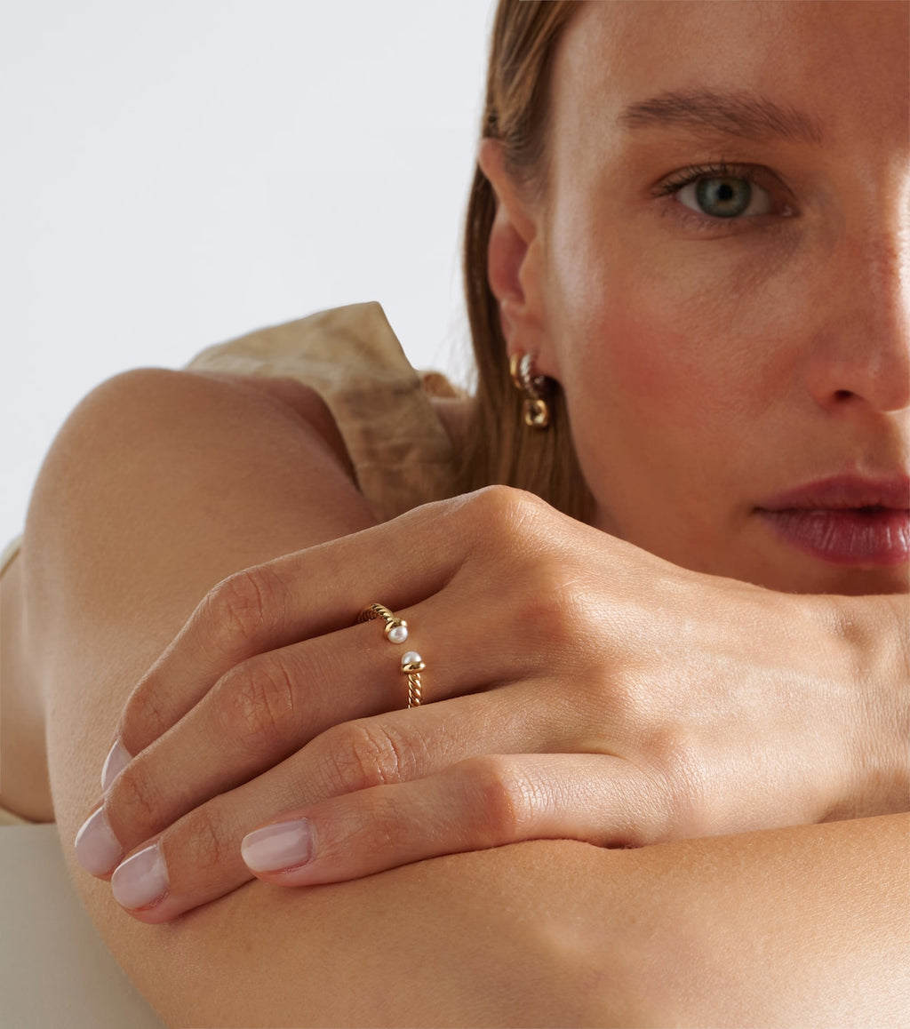 David Yurman Cablespira® Flex Micro 18kt gold ring with pearls in gold