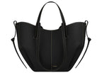 Polène Cyme Mini Edition Textured Black with Ecru Stitching