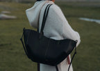 Polène Cyme Mini Edition Textured Black with Ecru Stitching
