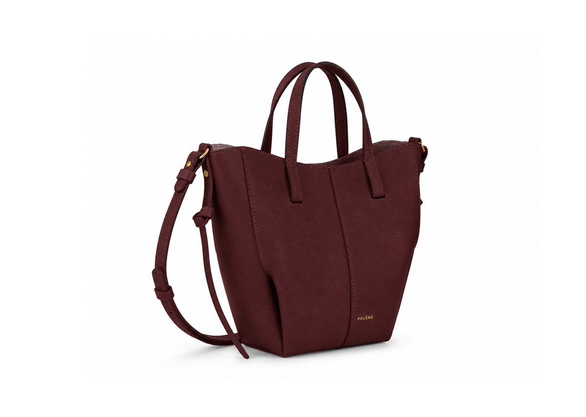 Polène Cyme Tote Nano Edition Textured Black Cherry