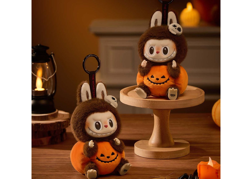 Pop Mart Labubu Happy Halloween Party Series-Sitting Pumpkin Vinyl Plush Pendant