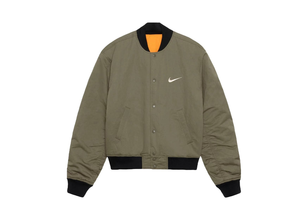 Stussy x Nike Reversible Varsity Jacket Medium Olive/Bright Mandarin