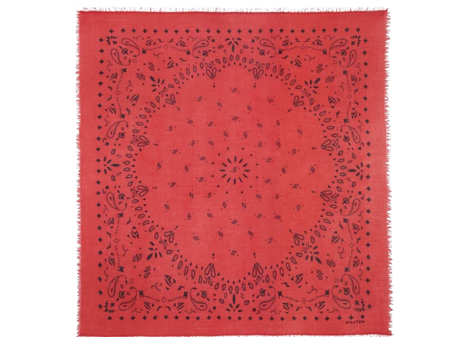 Kujten Extra Large Cashmere Bandana Effy Coral Red