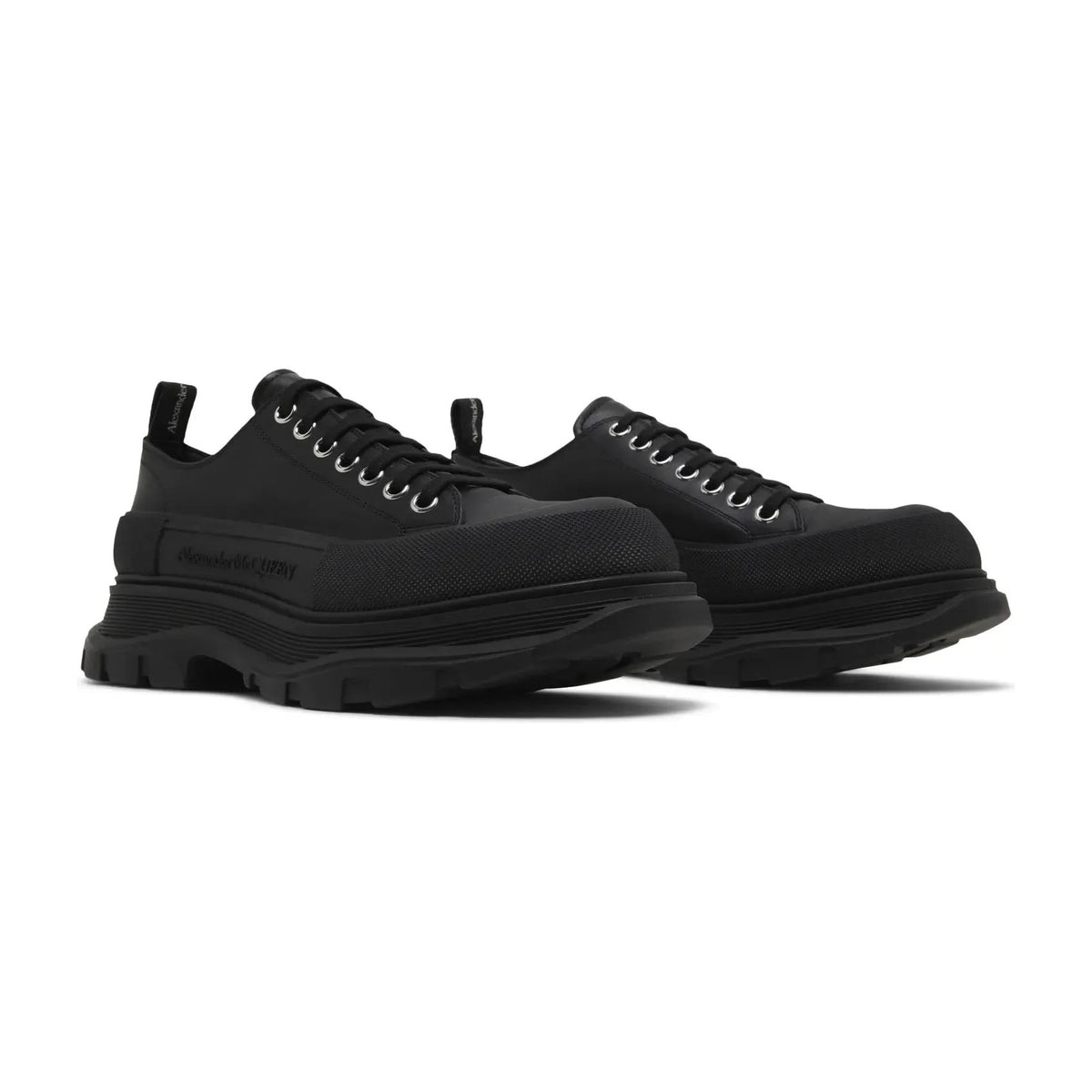 Alexander Mc Queen Tread Slick Low Lace Up Leather Triple Black