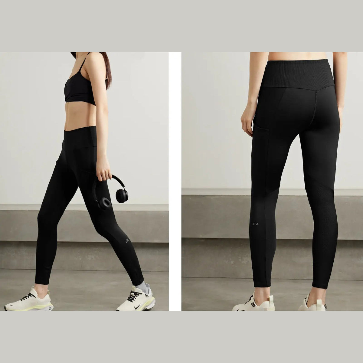 Alo Yoga Airlift Ribbed Stretch 7/8 Leggings Black
